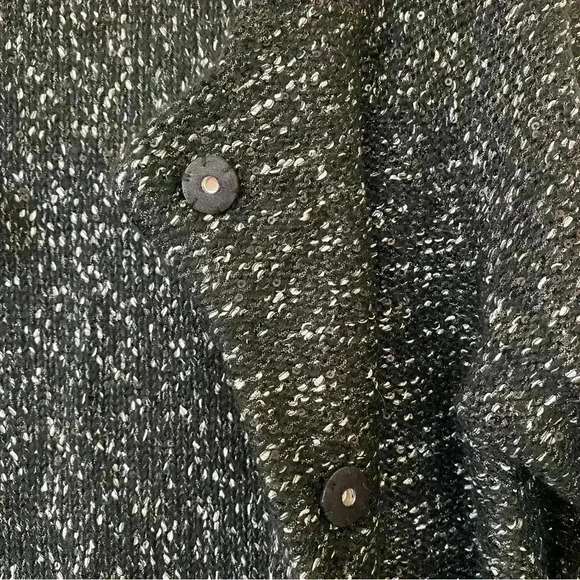 Anne Klein Tweed Blazer Jacket Medium Sequins Black Snap Button Front Careerwear - Picture 9 of 12